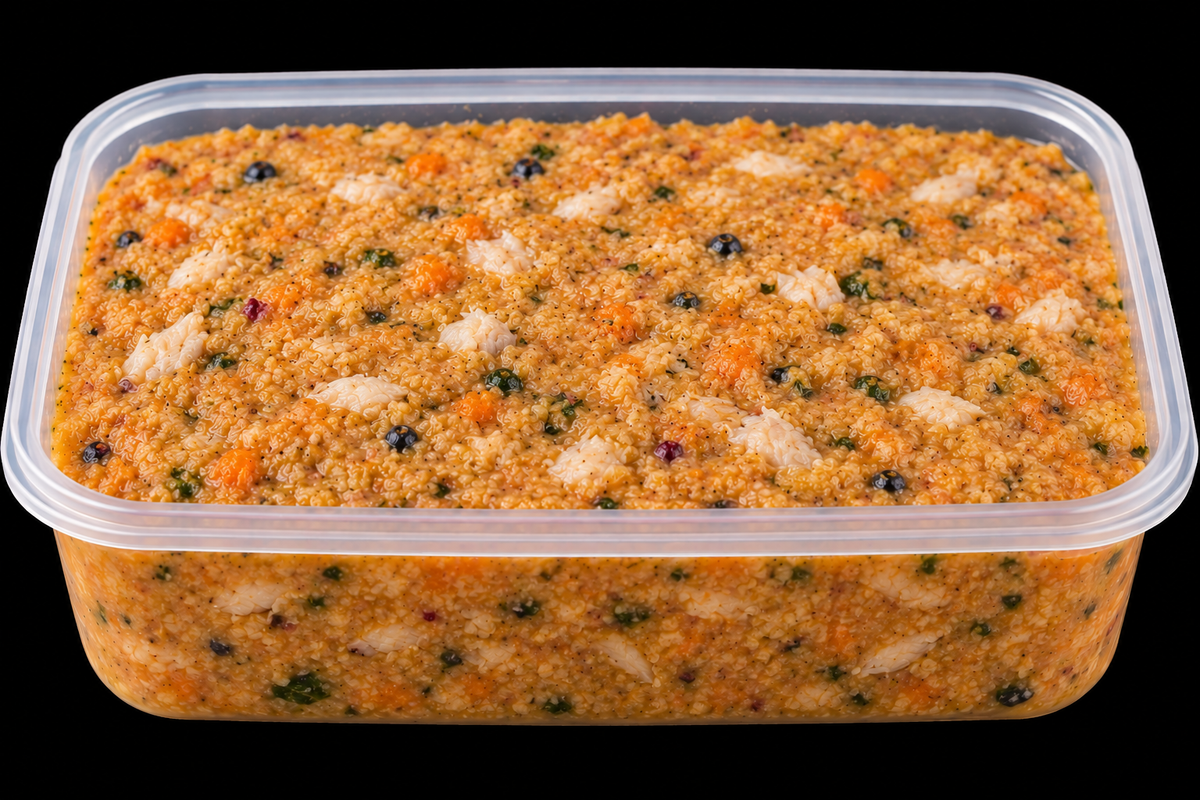 Super Food - White Fish, Brown Rice, Sweet Potato's, Carrots, Bananas, Blue Berries, Spinach and Oats